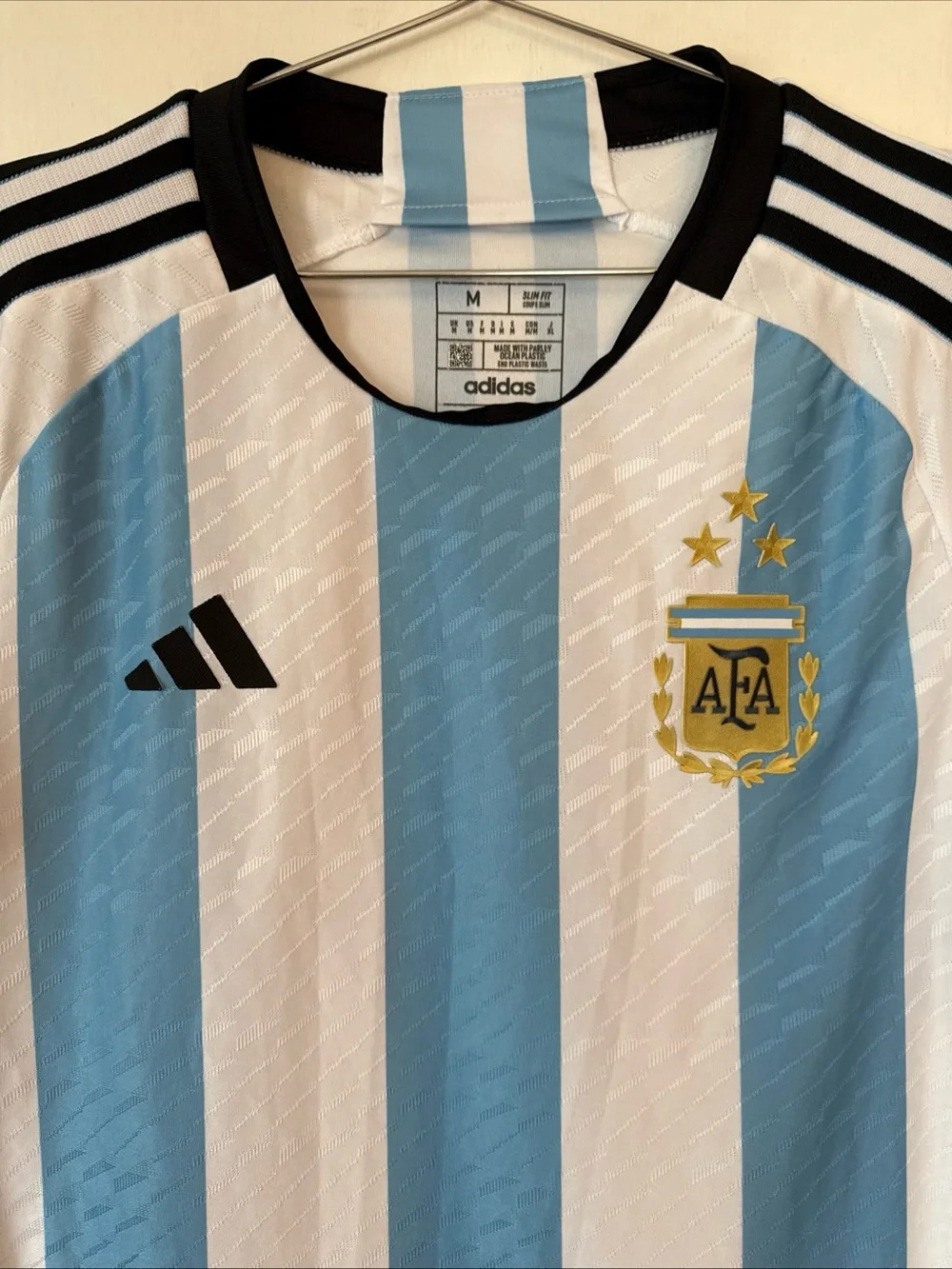Adidas Argentina Jersey World Cup 2022 Home Soccer Shirt Slim Blue/White Men Med